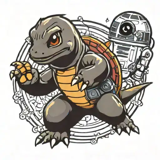 charmander and starwars tattoo design idea