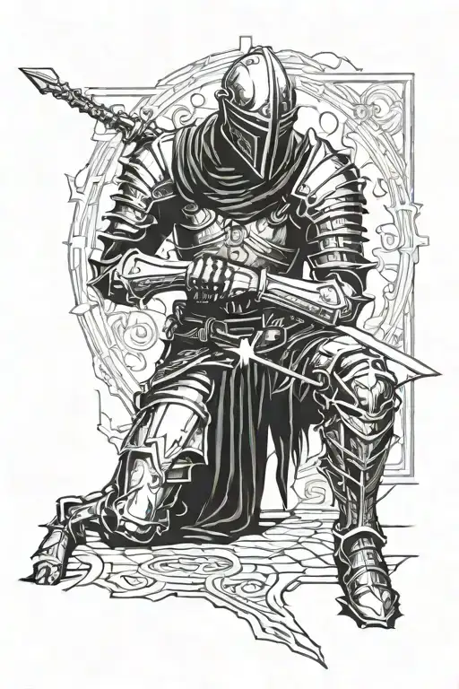 Dark souls 3 knight kneeling tattoo design idea