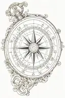 compass with open scroll  tattoo design idea