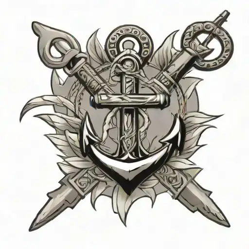 Navy chief petty officer anchor with filipino and guamanian tribal filled  tattoo design idea
