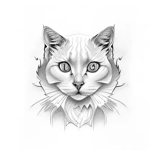 white cat blue eyes tattoo design idea