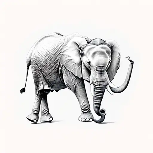 elephant gold tattoo design idea