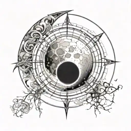 Connect the moon with the fifth circle, make the font in the Gothic style. The circle should be to the right and larger  tattoo design idea