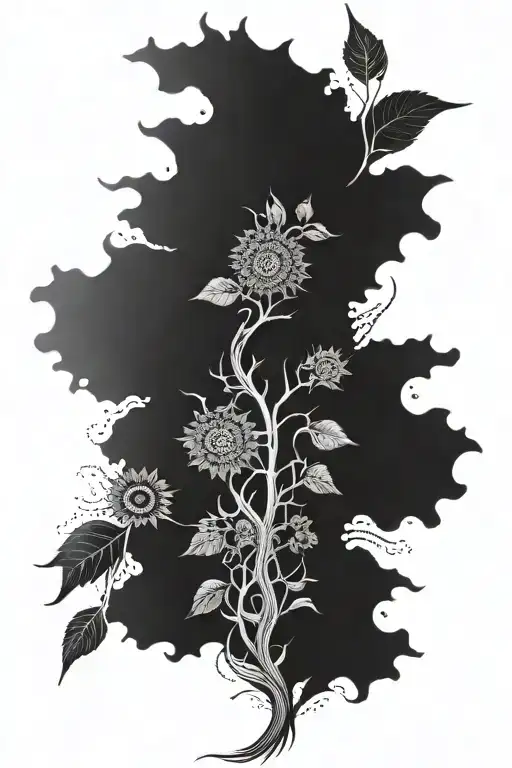 tree of life sunflower fractal interconnecting tattoo design idea