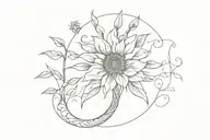 sunflower tree of life fractal art extruding tattoo design idea