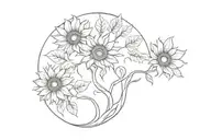 sunflower tree of life fractal art extruding tattoo design idea