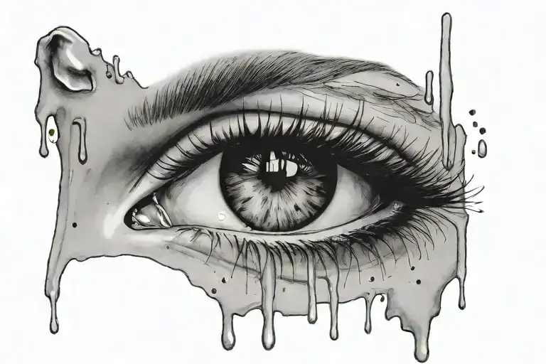 Billie eilish eyes crying black tears dripping tattoo design idea