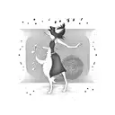 border collie silhouette dancing with musical notes tattoo design idea