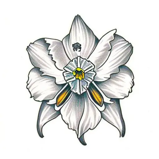 a daffodil with two think bars on both ends of it  tattoo design idea