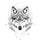 wolf retro geometrical tattoo design idea