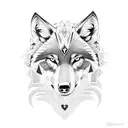 wolf retro geometrical tattoo design idea