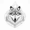 wolf retro geometrical tattoo design idea