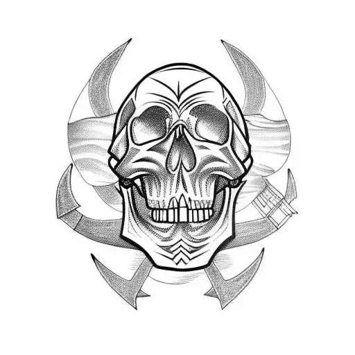 skull with anchors tattoo design idea