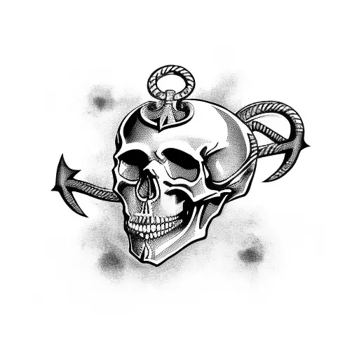 skull with anchors tattoo design idea