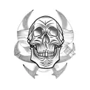 skull with anchors tattoo design idea