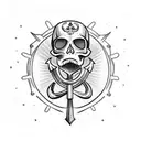 skull with anchors tattoo design idea