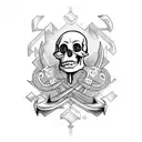 skull with anchors tattoo design idea