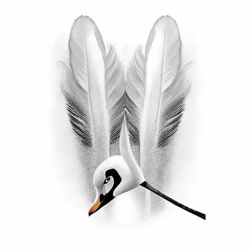 black and white swan feathers elegant  tattoo design idea