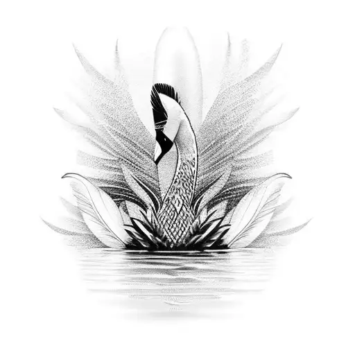black and white swan feathers elegant  tattoo design idea