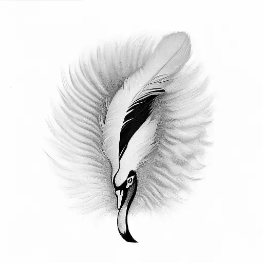 black and white swan feathers elegant  tattoo design idea