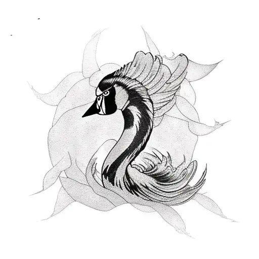 black and white swan feathers elegant  tattoo design idea