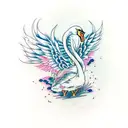 feminine scary swan with wings tattoo design idea