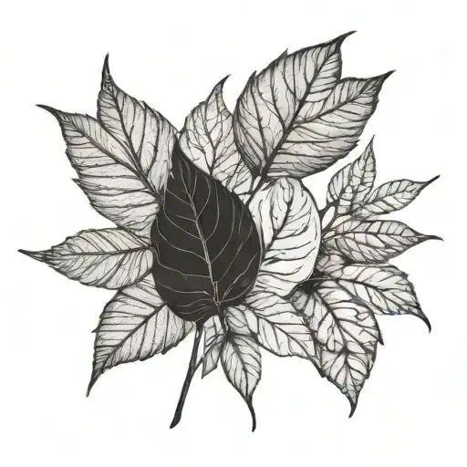 botanic leafs  tattoo design idea
