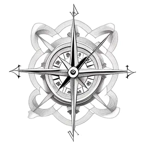 cross, compass, and clock tattoo design idea