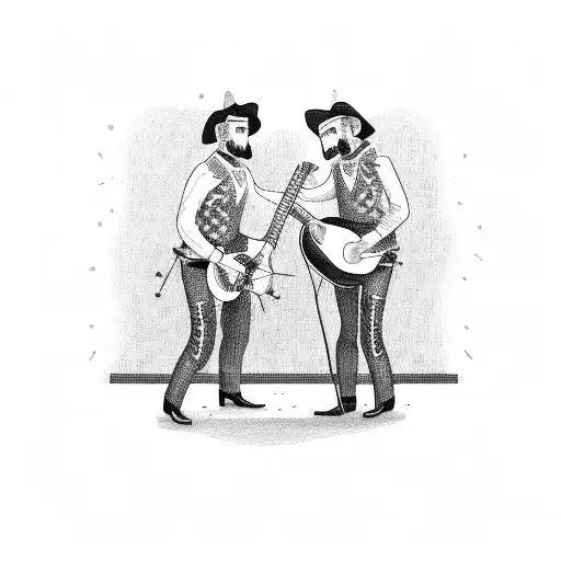 mexican mariachi serenading gay man on balcony tattoo design idea