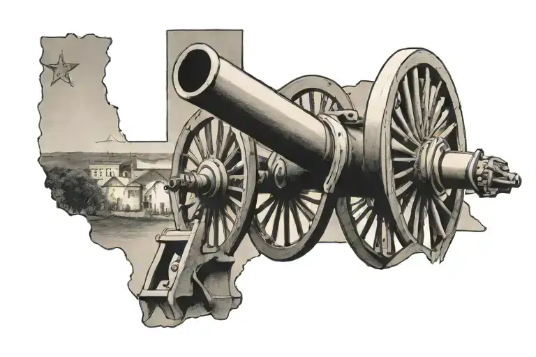 state of texas with a cannon tattoo design idea