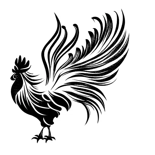 a rooster on bread with a lys flower in the background tattoo design idea