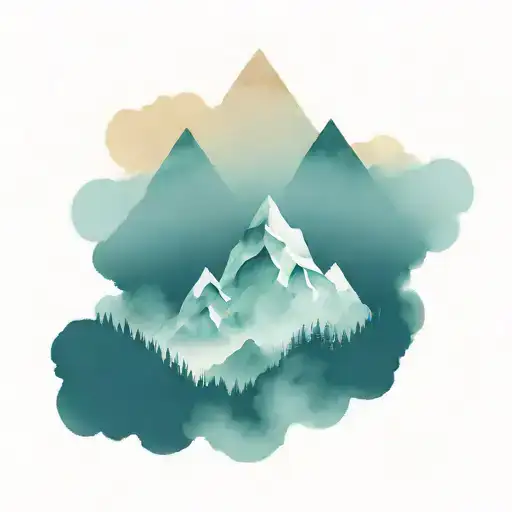 Stacked misty mountains  tattoo design idea