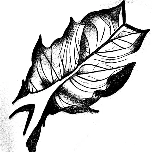 Filled branches of Philodendron leaves minimal tattoo drawing in black for covering and old fading tattoo on arm that th tattoo design idea