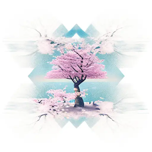 cherry blossom tree geometric  tattoo design idea