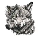 female with wolf  tattoo design idea