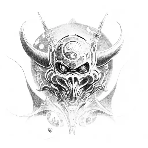 A whimsical Guillermo del Toro inspired fantasy scene with mystical creatures tattoo design idea