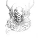A whimsical Guillermo del Toro inspired fantasy scene with mystical creatures tattoo design idea