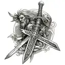 gods warrior  sword tattoo design idea
