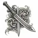 gods warrior  sword tattoo design idea