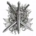gods warrior  sword tattoo design idea