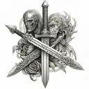 gods warrior  sword tattoo design idea