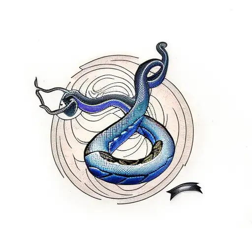 snake black mamba around a basketball tattoo design idea