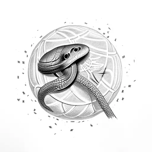 black mamba around a basketball tattoo design idea