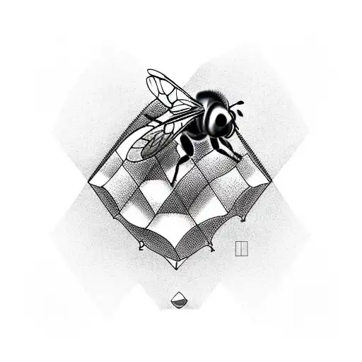 honeycomb overlayed on top of a honeybee, comb lines will be blank space tattoo design idea