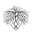 A minimalist design of a tree with roots shaped like a heart, representing the client's Christian faith and her role as a mother. tattoo design idea