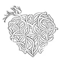 A minimalist design of a tree with roots shaped like a heart, representing the client's Christian faith and her role as a mother. tattoo design idea