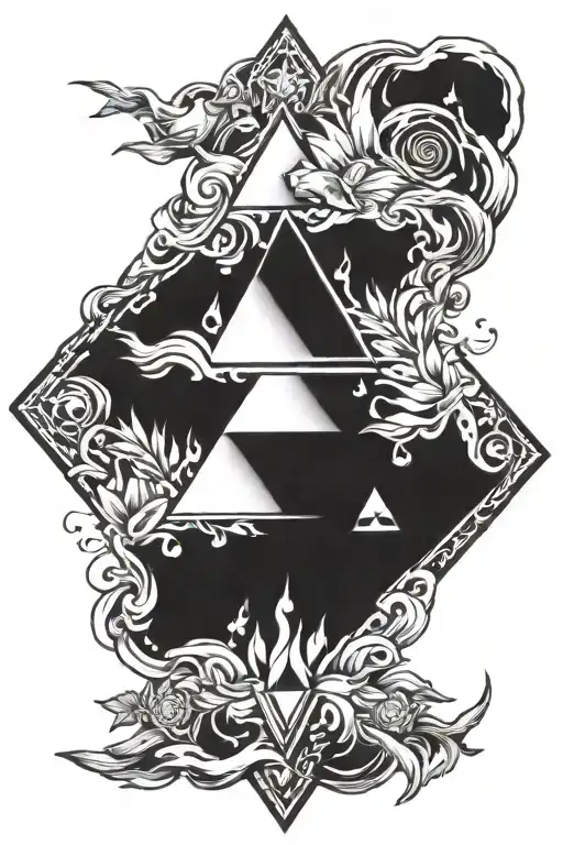 zelda triforce flame outside tattoo design idea