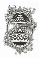 zelda one triforce inside in cursed mark sasuke and circle flame outside  tattoo design idea