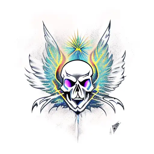 Phoenix skull tattoo design idea
