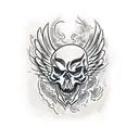 Phoenix skull tattoo design idea